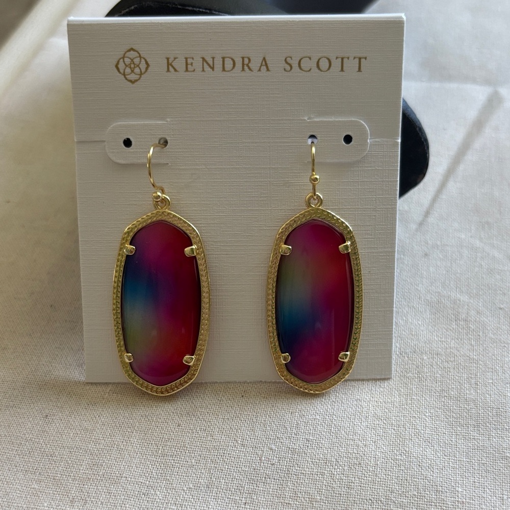 Kendra Scott Gold Earrings with Rainbow Hues